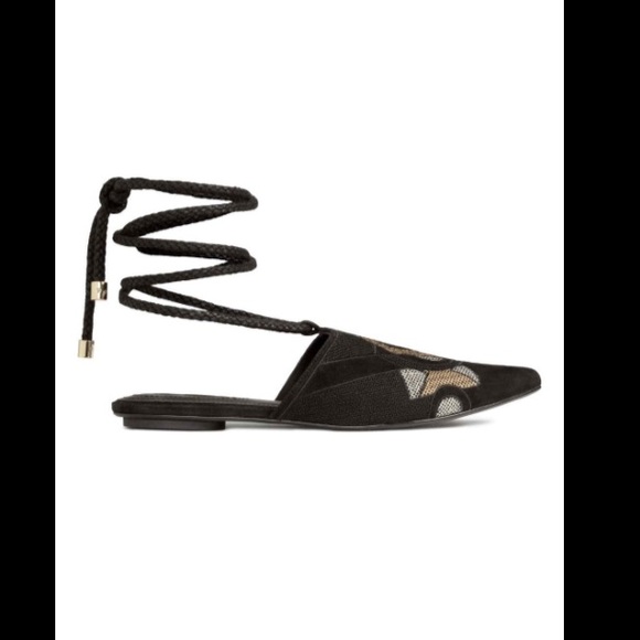 H&M Shoes - H&M Embroidered Backless Flats